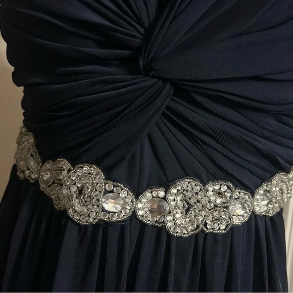 Navy Blue Strapless Formal Size 7 - Picture 3 of 6